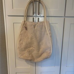 Elegant Cream Faux Fur Tote Bag by Victoria’s Secret